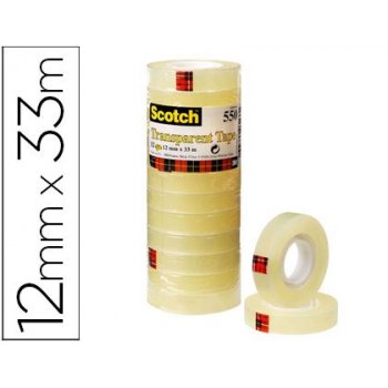 Cinta adhesiva scotch transparente 12mmx33 mt pack de 12