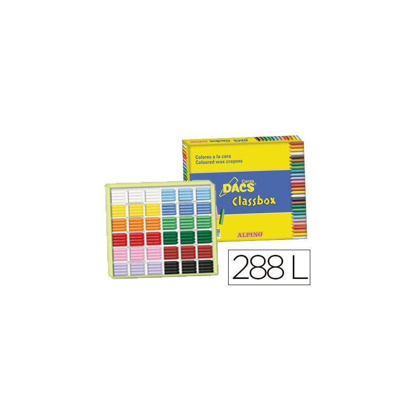 Lapices de cera dacs classbox caja de 288 unidades 12 colores surtidos