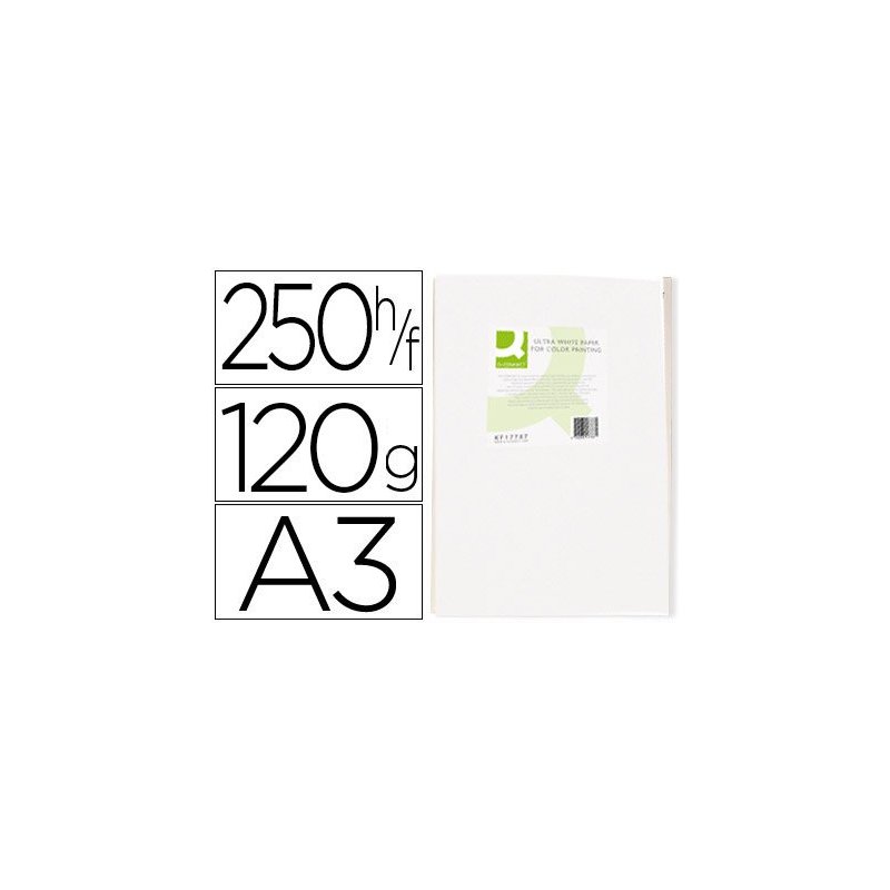 Papel fotocopiadora q-connect ultra white din a3 120 gramos paquete de 250 hojas