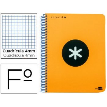 Cuaderno espiral liderpapel a-4 antartik tapa dura 80h 1 00 gr cuadro 5mm con margencolor naranja fluor