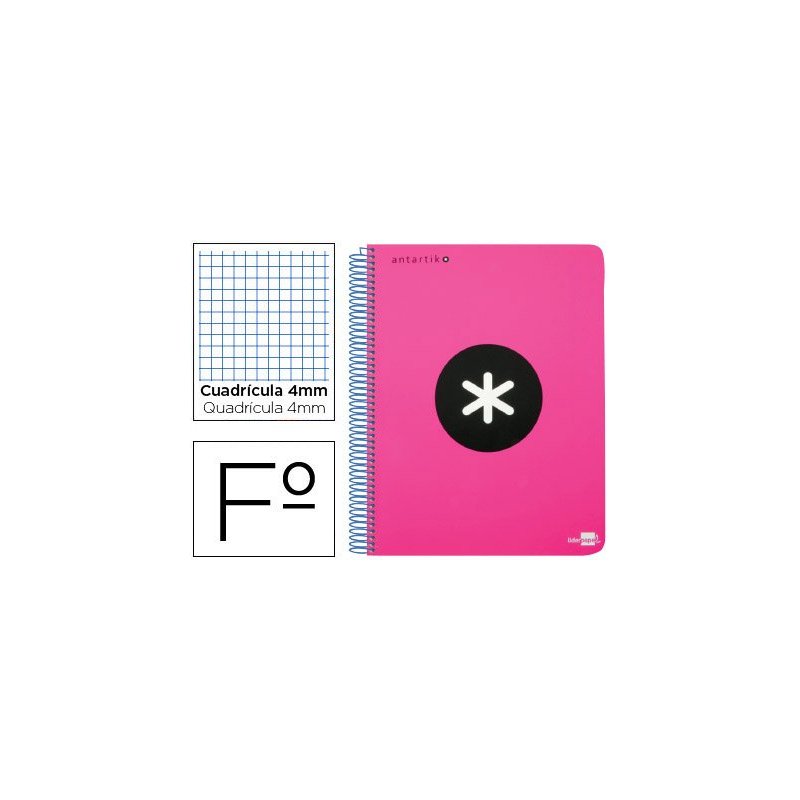 Cuaderno espiral liderpapel a-4 antartik tapa dura 80h 1 00 gr cuadro 5mm color rosa fluor