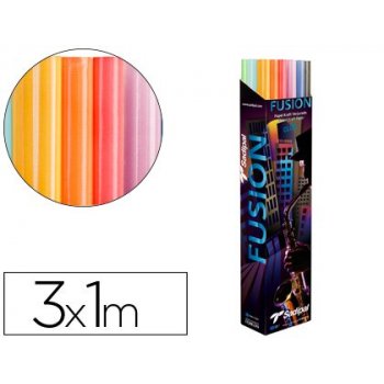 Papel kraft rollo 3x1 mt expositor fusion con 24 rollos colores surtidos