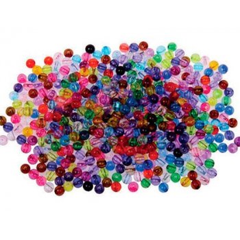 Cuentas de plastico forma redonda 6 mm bolsa de 450 unidades colores surtidos