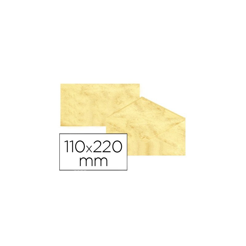 Sobre fantasia marmoleado amarillo 110x220 mm 90 gr paquete de 25