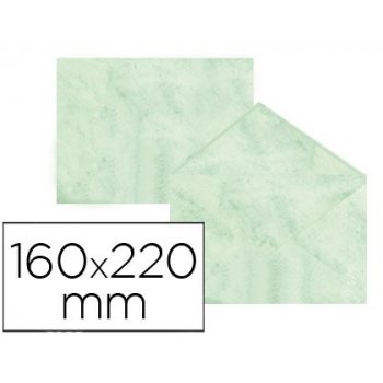 Sobre fantasia marmoleado verde 160x220 mm 90 gr paquete de 25
