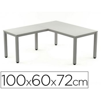 Ala para mesa rocada serie executive 60x 100 cm derecha o izquierda acabado ad02 aluminio  gris