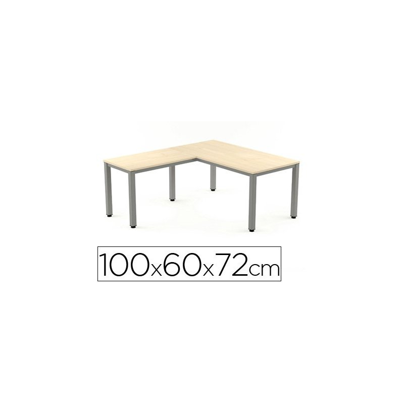 Ala para mesa rocada serie executive 60x 100 cm derecha o izquierda acabado ad01 aluminio  haya