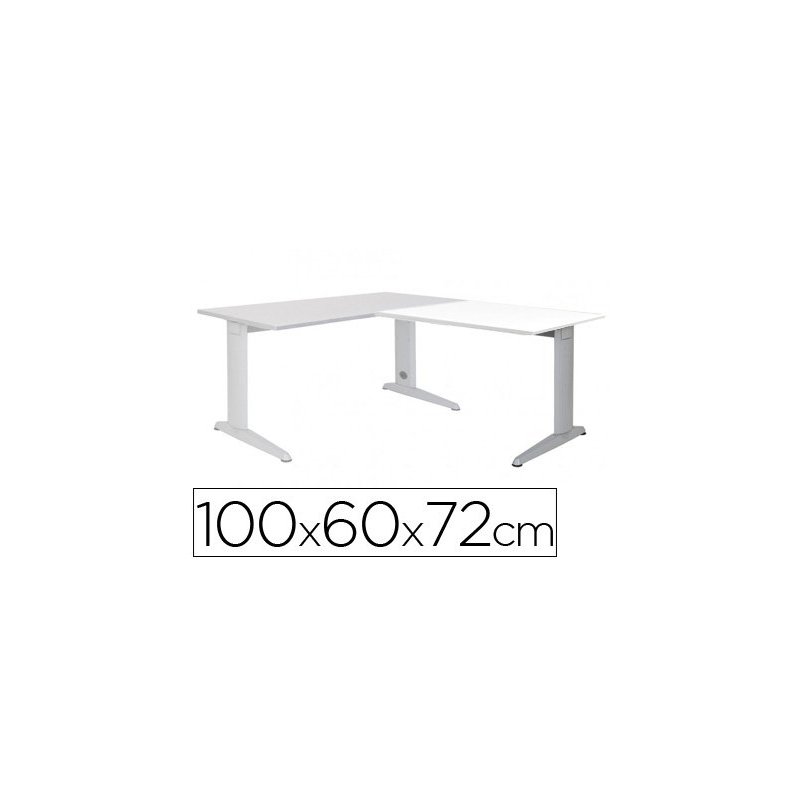 Ala para mesa rocada serie metal 60x 100 cm derecha o izquierda acabado ac04 aluminio  blanco