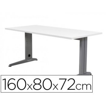 Mesa de oficina rocada metal 2002ac04 aluminio  blanco 160x80 cm