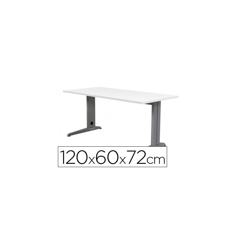 Mesa de oficina rocada metal 2000ac04 aluminio  blanco 120x60 cm