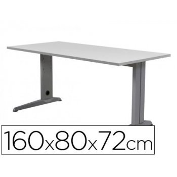 Mesa de oficina rocada metal 2002ac02 aluminio  gris 160x80 cm