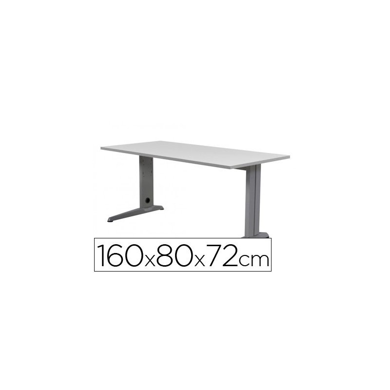Mesa de oficina rocada metal 2002ac02 aluminio  gris 160x80 cm