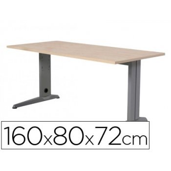 Mesa de oficina rocada metal 2002ac01 aluminio  haya 160x80 cm