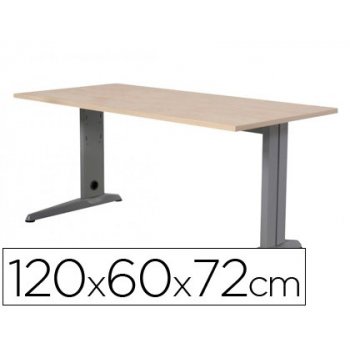 Mesa de oficina rocada metal 2000ac01 aluminio  haya 120x60 cm