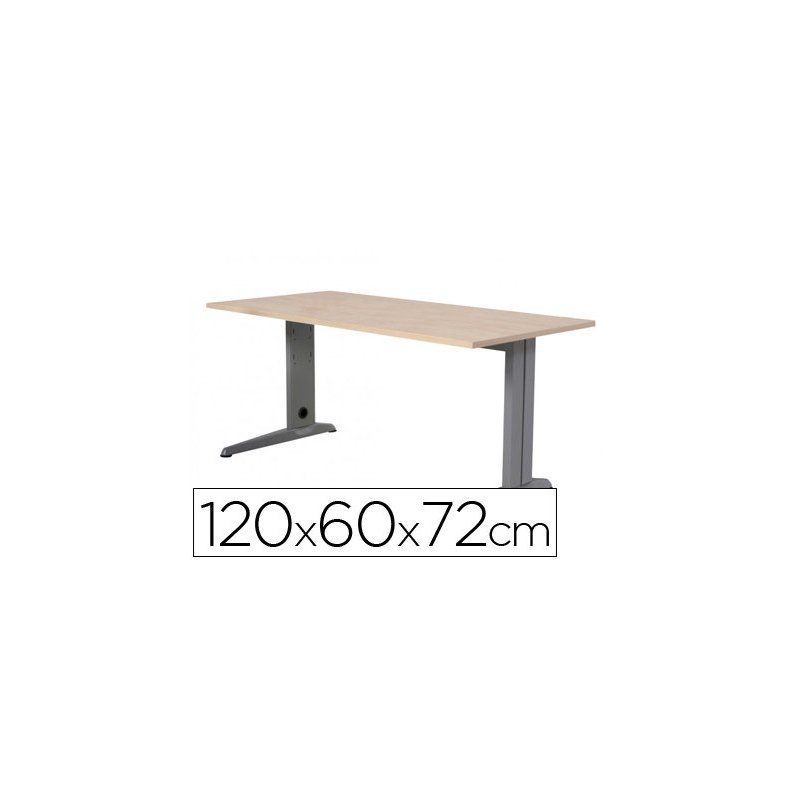 Mesa de oficina rocada metal 2000ac01 aluminio  haya 120x60 cm