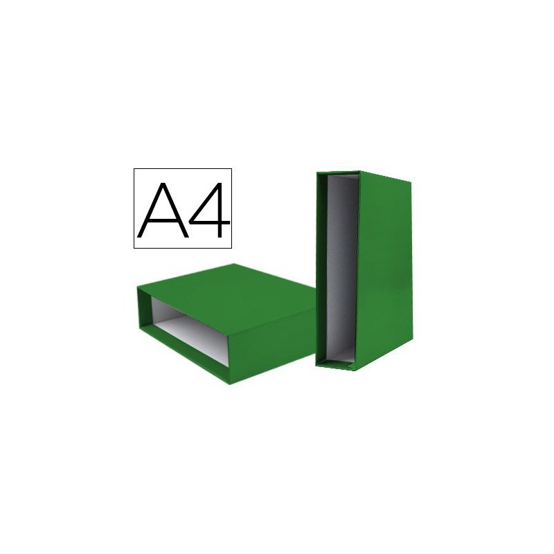 Caja archivador liderpapel de palanca carton din-a4 documenta lomo 82mm color verde