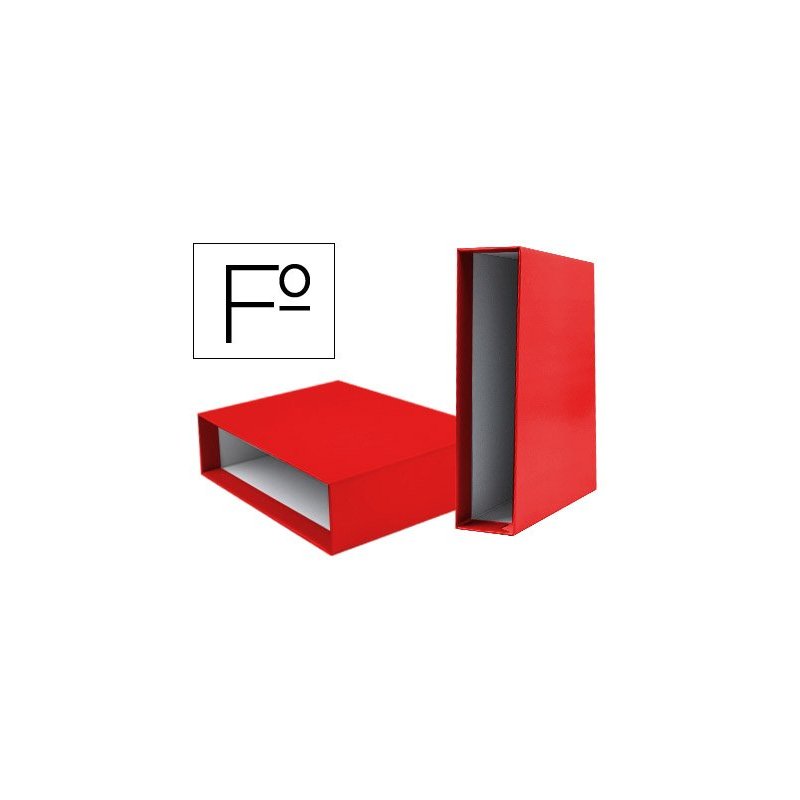 Caja archivador liderpapel de palanca carton folio documenta lomo 82mm color rojo