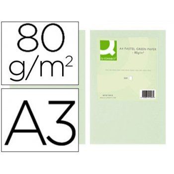 Papel color q-connect din a3 80 gr verde paquete de 500 hojas