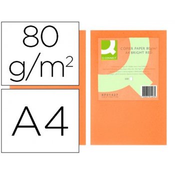 Papel color q-connect din a4 80gr naranja intenso paquete de 500 hojas