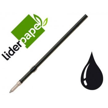 Recambio boligrafo liderpapel gummy touch retractil 1,0 mm tinta negra bolsa 10 uds