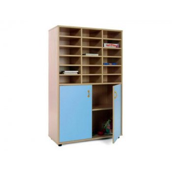 Mueble madera mobeduc medio armario y casillero haya blanco 90x147x40 cm