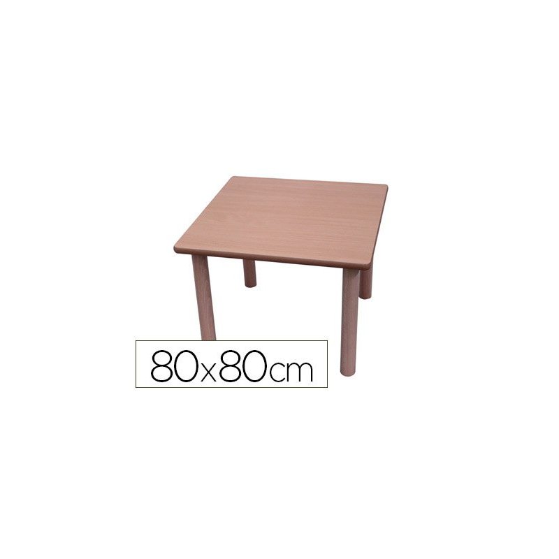 Mesa madera mobeduc cuadrada talla 0 con tapa laminada haya80x80 cm