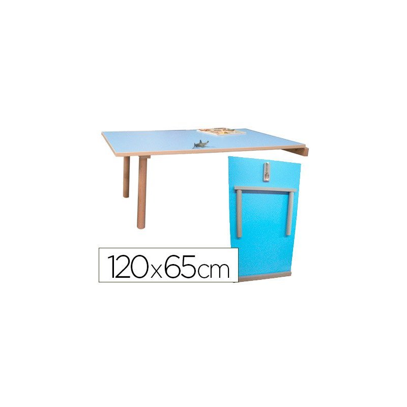 Mesa madera mobeduc abatible talla 0 con tapa laminada haya 120x65 cm