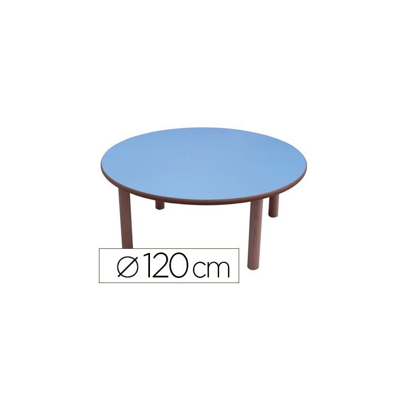 Mesa redonda mobeduc talla 0 tapa en laminado y mdf patas en madera de haya. diametro 120 cm talla 0-3