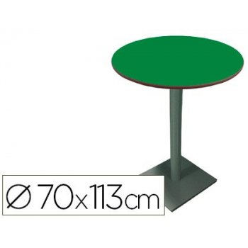 Mesa redonda mobeduc t1 de reunion patas de tubo metalico tablero mdf laminado alto 113 cm diametro 70 cm