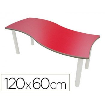 Mesa rectangular mobeduc onda talla 4 patas de tubo metalicotablero mdf laminado 120x60 cm