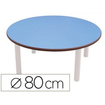 Mesa redonda mobeduc talla 4 patas de tubo metalico tableromdf laminado diametro 80cm