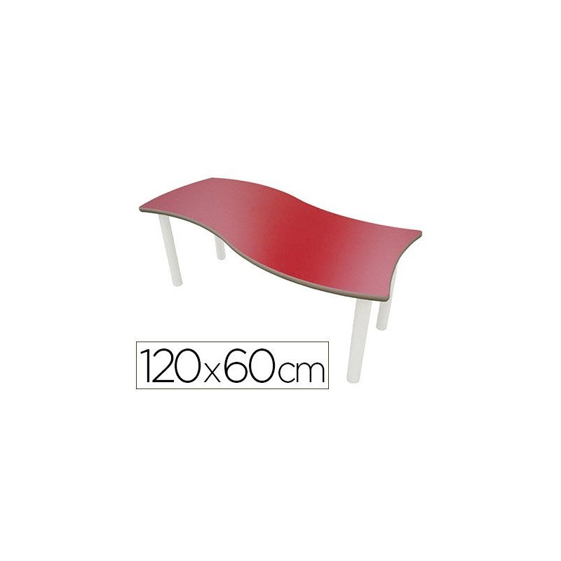 Mesa infantil mobeduc talla 1 rectangular onda patas de tubo metalico tablero mdf laminado 120x60 cm