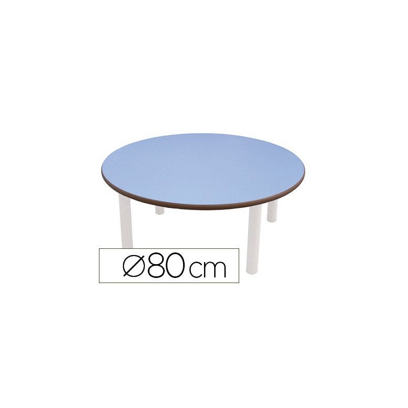 Mesa infantil mobeduc redonda talla 1 patas de tubo metalicotablero mdf laminado diametro 80cm