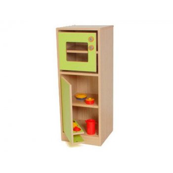 Cocinita madera mobeduc modulo frigorifico y microondas en melamina de haya rojo 40x106x40 cm