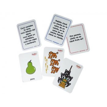 Juego tarjetas henbea rimas adivinanzas trabalenguas plastico flexible fines pedagogicos 12x8,5 cm set 24
