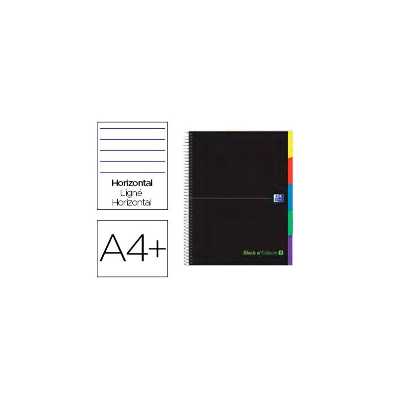 Cuaderno espiral oxford ebook 5 tapa extradura din a4+ 120 h horizontal colores surtidos touch