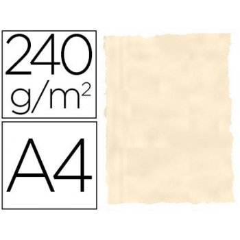 Papel color liderpapel pergamino con bordes a4 240g m2 hueso pack de 10 hojas