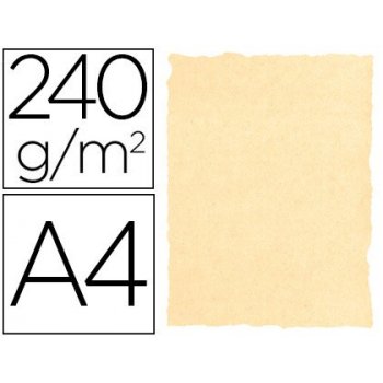 Papel color liderpapel pergamino con bordes a4 240g m2 crema pack de 10 hojas