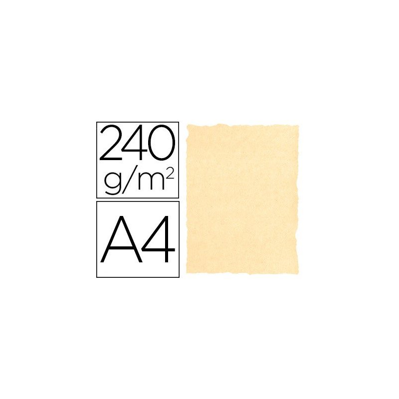 Papel color liderpapel pergamino con bordes a4 240g m2 crema pack de 10 hojas