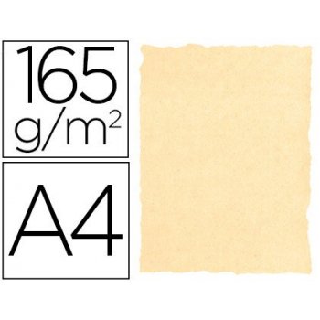 Papel color liderpapel pergamino con bordes a4 165g m2 crema pack de 25 hojas