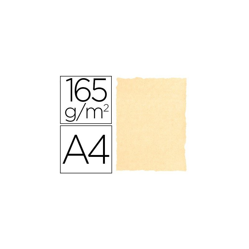 Papel color liderpapel pergamino con bordes a4 165g m2 crema pack de 25 hojas