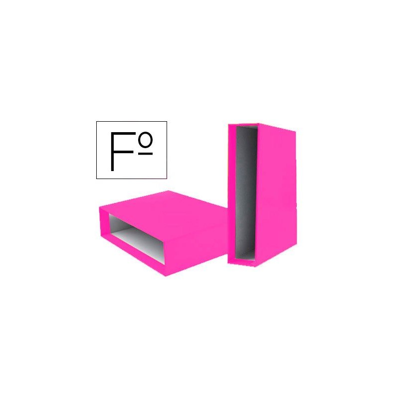 Caja archivador liderpapel de palanca carton folio documenta lomo 75 mm rosa