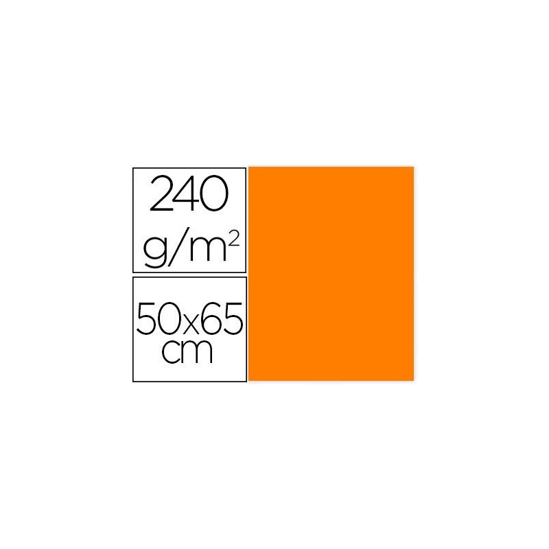 Cartulina liderpapel 50x65 cm 240g m2 naranja paquete de 25 unidades
