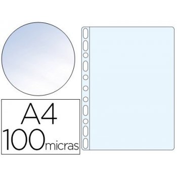 Funda multitaladro q-connect din a4 100 mc cristal caja de 100 unidades