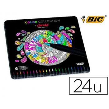 Lapices de colores bic color collection caja metalica 24 unidades colores surtidos