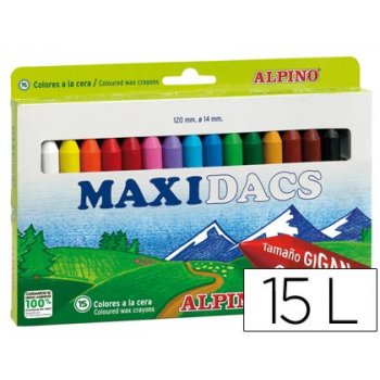 Lapices de cera alpino maxidacs caja de 15 colores surtidos