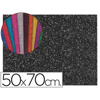 Goma eva con purpurina liderpapel 50x70cm 60g m2 espesor 2mm negro