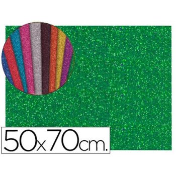 Goma eva con purpurina liderpapel 50x70cm 60g m2 espesor 2mm verde