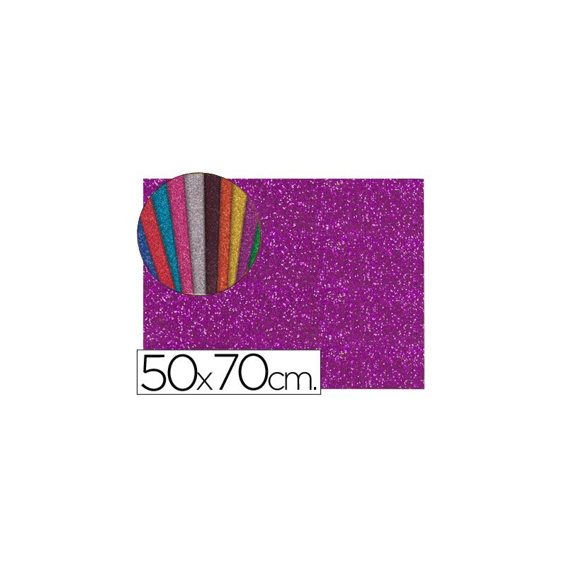 Goma eva con purpurina liderpapel 50x70cm 60g m2 espesor 2mm violeta