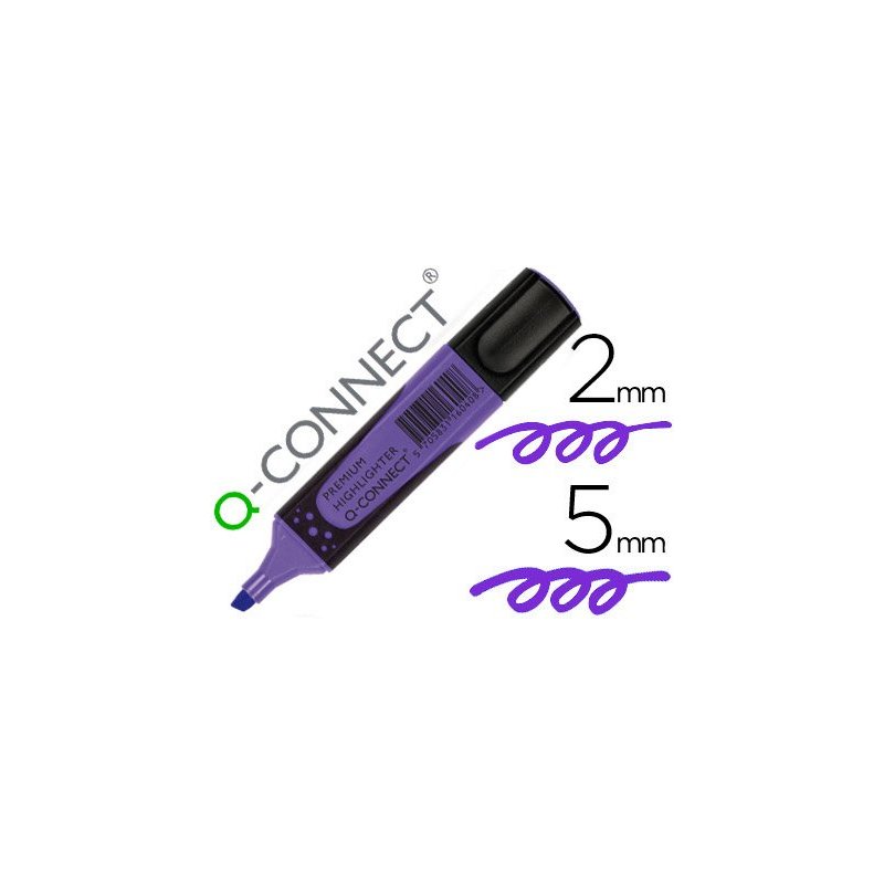 Rotulador q-connect fluorescente violeta premium punta biselada con sujecion de caucho